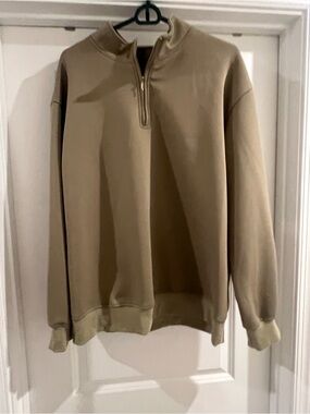 Men's Quarter-Zip Pullover Sweater in Tan